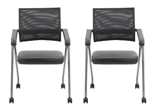 Boss Office Products Nesting Chairs, Black/Pewter, Set Of 2