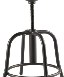 National Public Seating® 18″, 25″H Adjustable Designer Stool, 3″ Padded Charcoal Fabric Seat, Black Frame 2