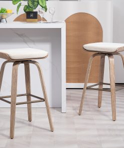 Glamour Home Beatrix Fabric Barstools, Beige/Brown, Set Of 2 Barstools