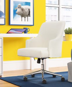Serta® Leighton Mid-Back Office Chair, Ivory/Chrome