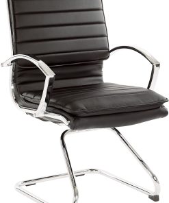 Office Star™ SPX23595C Faux Leather Mid-Back Guest Chair, Black