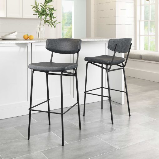 Zuo Charon Barstools, Vintage Black, Set Of 2 Barstools - Image 2
