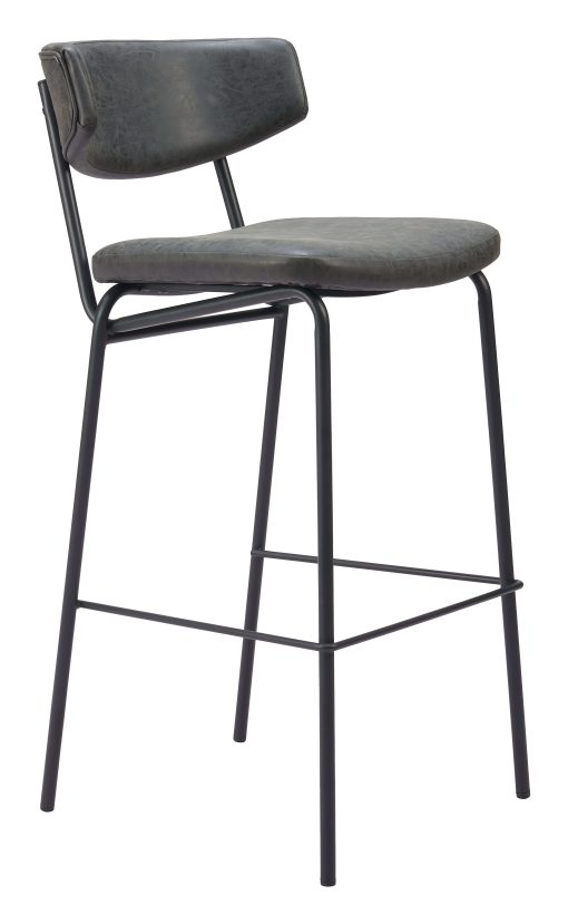 Zuo Charon Barstools, Vintage Black, Set Of 2 Barstools