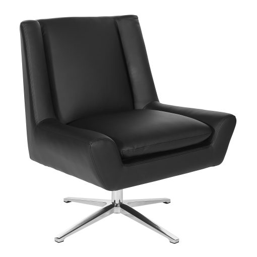 Office Star™ Faux Leather Guest Chair, Black, FLH5969ALU6 - Image 2