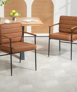 Glamour Home Beckett Faux Leather Dining Accent Chair, Brown/Black