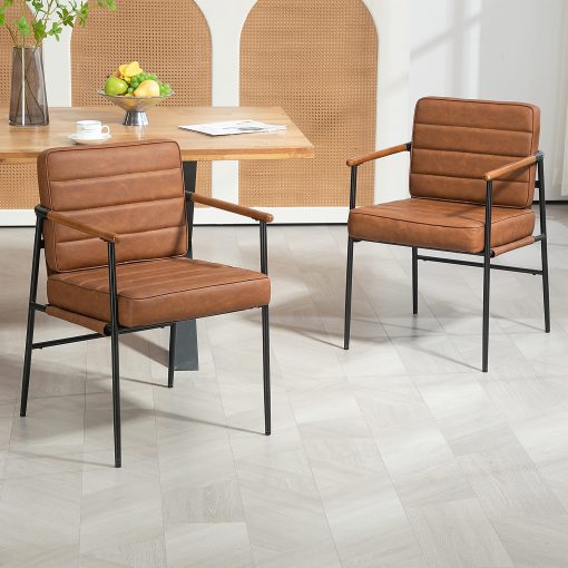 Glamour Home Beckett Faux Leather Dining Accent Chair, Brown/Black