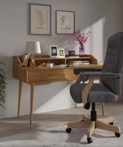 Flash Furniture Martha Washington Fabric High-Back Swivel Executive Office Chair With Arms, Gray/Driftwood 2