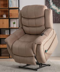 Bestier Oversized Microfiber Power Lift Recliner Accent Chair With 8-Point Vibration Heating Massage Assistance, Light Brown 2