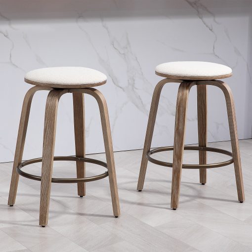 Glamour Home Beatus Fabric Counter Height Stool, Beige - Image 2