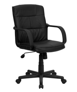 Flash Furniture LeatherSoft™ Faux Leather Mid-Back Swivel Task Chair With Arms, Black 2