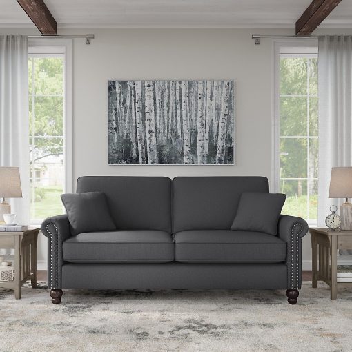 Bush® Furniture Coventry 73"W Sofa, Charcoal Gray Herringbone, Standard Delivery - Image 2