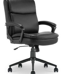 Click365 Transform 2.0 Ergonomic Bonded Leather Mid-Back Office Chair, Black