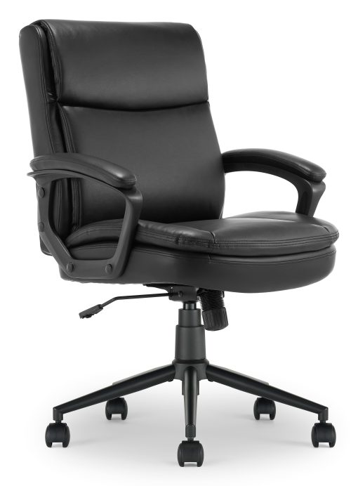 Click365 Transform 2.0 Ergonomic Bonded Leather Mid-Back Office Chair, Black