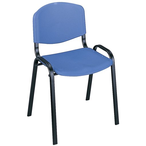 Safco® Plastic Seat, Plastic Back Stacking Chair, 18 1/2" Seat Width, Blue Seat/Black Frame, Quantity: 4 - Image 2