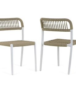 Glamour Home Belen Fabric Dining Accent Chairs, Blue/White, Set Of 2 Chairs
