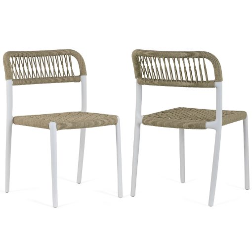 Glamour Home Belen Fabric Dining Accent Chairs, Blue/White, Set Of 2 Chairs