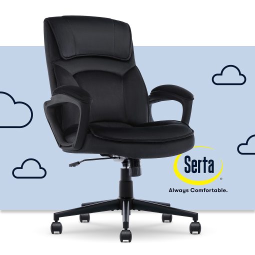 Serta® Comfort Classic Ergonomic Fabric High-Back Executive Office Chair, Black - Image 2