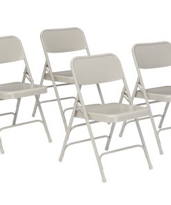 National Public Seating 300 Series Steel Folding Chairs, Gray, Set Of 4 Chairs