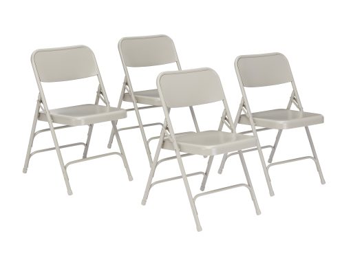 National Public Seating 300 Series Steel Folding Chairs, Gray, Set Of 4 Chairs