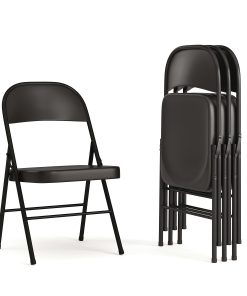 Flash Furniture Hercules Double-Braced Metal Folding Chairs, Set Of 4 Folding Chairs, Black