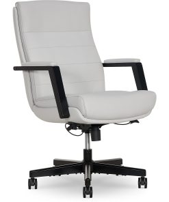 Thomasville Fendley Ergonomic Faux Leather Mid-Back Office Chair, Off-White