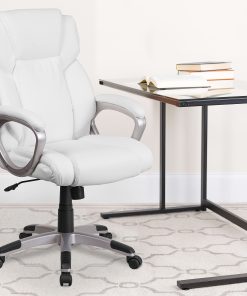 Flash Furniture Carolyn LeatherSoft™ Faux Leather Mid-Back Executive Office Chair, White