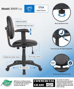 Boss Office Products Task Chair With Antimicrobial Protection, Adjustable Arms, Black 2