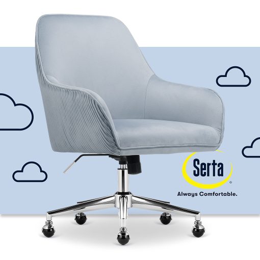 Serta® Chloe Ergonomic Fabric Mid-Back Home Office Chair, Ash Blue - Image 2