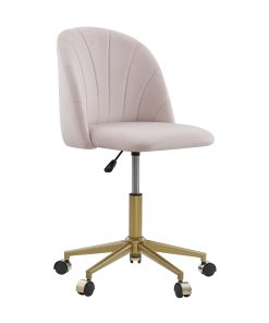 Linon Ashland Velvet Mid-Back Office Desk Chair, Blush Pink/Gold 2