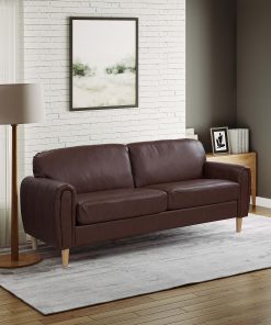 Serta Lachlan Faux Leather Sofa, 33-7/8″H x 78-1/3″W x 33-1/2″D, Brown/Natural 2