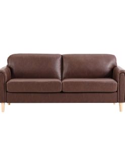 Serta Lachlan Faux Leather Sofa, 33-7/8"H x 78-1/3"W x 33-1/2"D, Brown/Natural