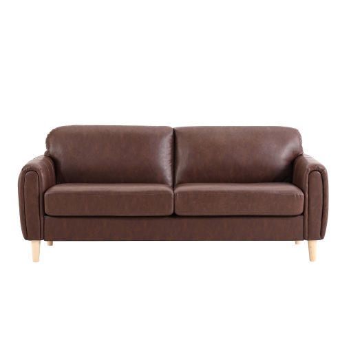 Serta Lachlan Faux Leather Sofa, 33-7/8"H x 78-1/3"W x 33-1/2"D, Brown/Natural