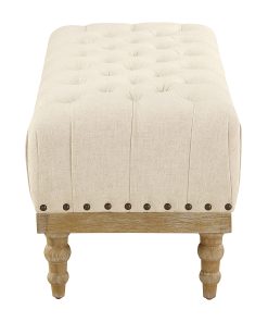 Office Star Abigail Wood Bench, Linen/Brushed 2