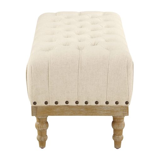 Office Star Abigail Wood Bench, Linen/Brushed - Image 2