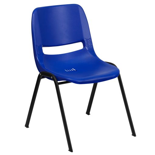 Flash Furniture Kids' HERCULES 440-lb Capacity Ergonomic Shell Stack Chair, 12" Seat Height, Navy/Black - Image 2