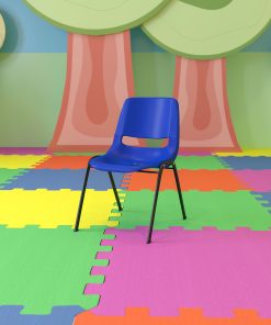 Flash Furniture Kids' HERCULES 440-lb Capacity Ergonomic Shell Stack Chair, 12" Seat Height, Navy/Black