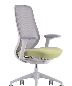 WorkPro® 6000 Series Multifunction Ergonomic Mesh/Fabric High-Back Executive Chair, White Frame/Lime Seat, BIFMA Compliant