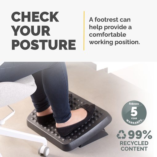 Fellowes® Standard Footrest, Free-floating with Dual Height Position, Graphite - Image 2