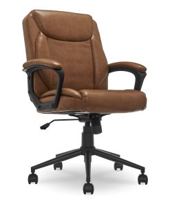 Click365 Transform 1.0 Ergonomic Bonded Leather Mid-Back Manager Office Chair, Cognac 2