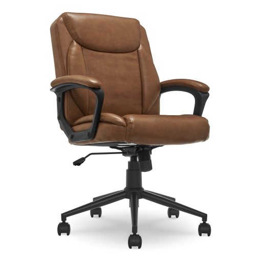 Click365 Transform 1.0 Ergonomic Bonded Leather Mid-Back Manager Office Chair, Cognac - Image 2