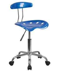 Flash Furniture Vibrant Low-Back Task Chair With Tractor Seat, Bright Blue/Chrome 2