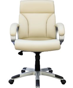 Boss Office Products Ergonomic Leatherplus Mid-Back Executive Office Chair, Ivory 2
