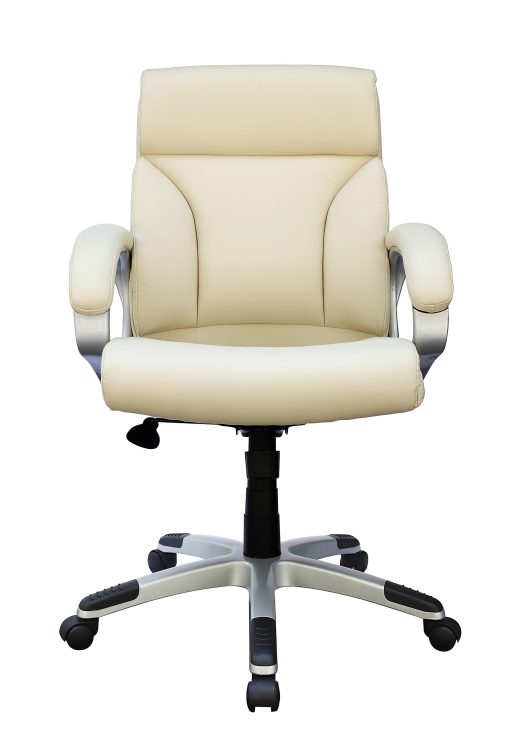 Boss Office Products Ergonomic Leatherplus Mid-Back Executive Office Chair, Ivory - Image 2