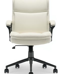 Click365 Transform 2.0 Ergonomic Bonded Leather Mid-Back Office Chair, White/Black 2