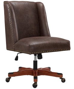 Linon Cooper Mid-Back Home Office Chair, Brown/Dark Walnut