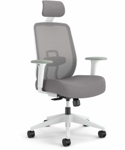 HON Altern Task Chair | Mesh Mid-Back |-Adjustable Arms | White Frame | Grey Fabric - Fabric, Foam Seat - ALTT1UMWHT