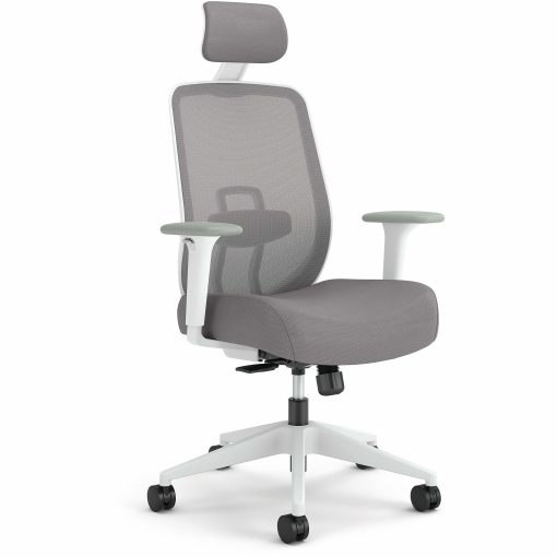 HON Altern Task Chair | Mesh Mid-Back |-Adjustable Arms | White Frame | Grey Fabric - Fabric, Foam Seat - ALTT1UMWHT