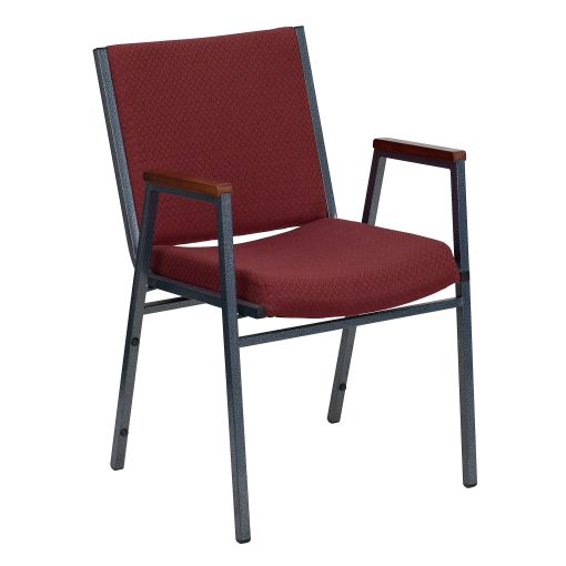 Flash Furniture HERCULES Series Stack Accent Chair With Arms, Burgundy Patterned Fabric/Silvervein Frame - Image 2