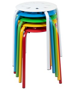 Flash Furniture Plastic 17-1/2″ Nesting Stack Stools, Assorted Colors, Set Of 5 Stools 2