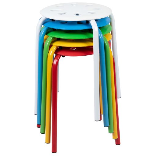 Flash Furniture Plastic 17-1/2" Nesting Stack Stools, Assorted Colors, Set Of 5 Stools - Image 2